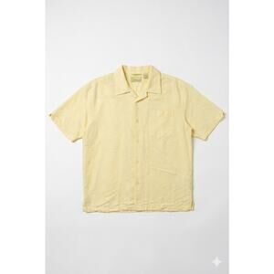 Cubavera Men's Yellow Short Sleeve Button Down Shirt Large L Tropical Palm